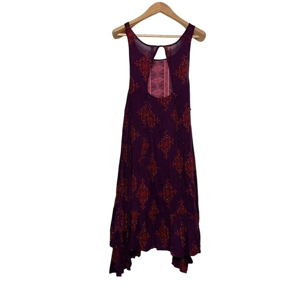 Free People Purple and Red Boho Mini Dress
